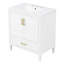 Meuble-lavabo cannelé élégant de 30 pouces avec lavabo en céramique, rangement à fermeture en douceur et pieds en bois massif pour les salles de bain modernes