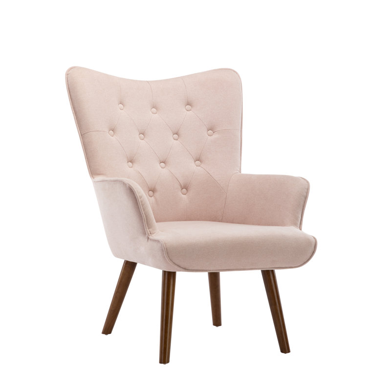 Sela Upholstered Wingback Chair, Pink