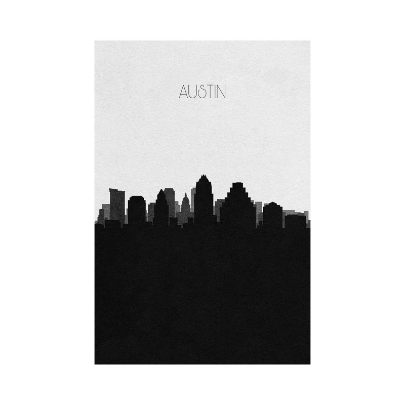 Austin, Texas City Skyline 1 Piece Wrapped Canvas Wall Art, 20.32 cm H x 30.48 cm W