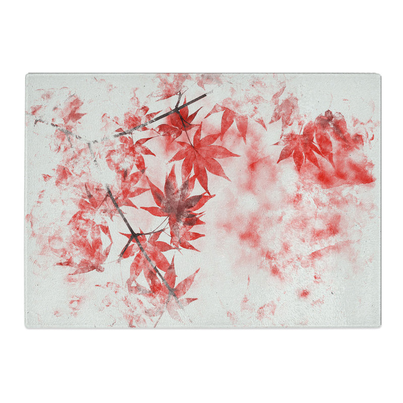 Tempered Glass Red Leaves of a Maple Tree Chopping Board, 28.5 cm x 39 cm