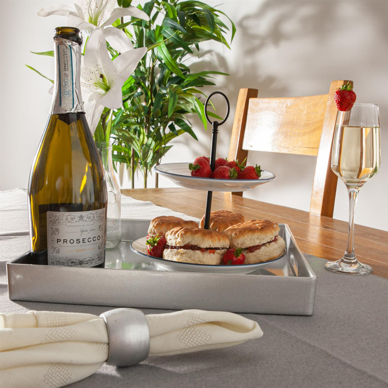 Argon Tableware - Square Melamine Serving Trays - Set of 6, Silver