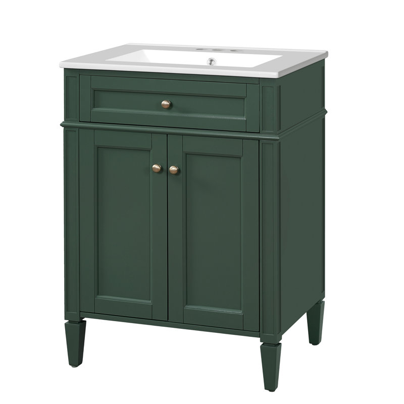 Meuble-lavabo 24 po avec comptoir en céramique, Vert