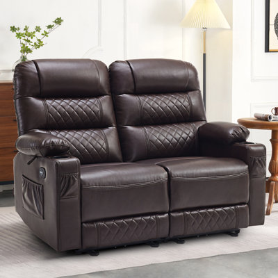Latitude Run Power Loveseat Recliner, Electric Reclining Sofa with Heat and Vibration by Latitude Run