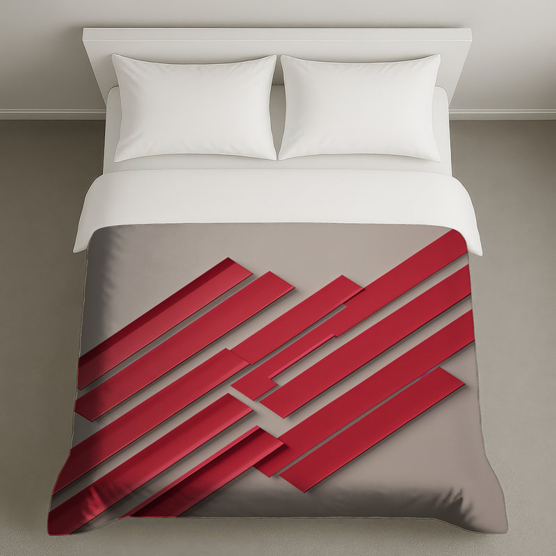 Housses de couette à lignes géométriques rouges, Très grand lit