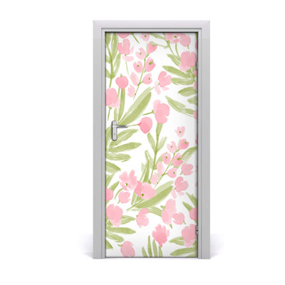 Pink Flowers Door Decal