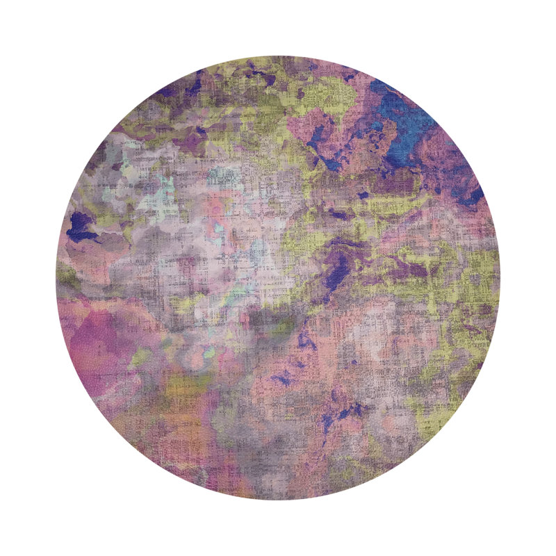 Impressionism Vegan Leather Round Pebble Placemat, Fressia