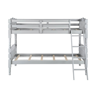 Gray Finish Twin/twin Bunk Bed - Convertible Style, Slat System Installed, Rf Front Ladders, Secure Guard, 330lbs Weight Bearing Per Twin/twin, Construction Form, System, Resistance For Each Bedding