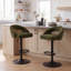 Ensemble de 2 tabourets de bar à hauteur réglable, tabourets de comptoir pivotants en tissu chenille, tabourets de bar de cuisine rembourrés avec dossier ajouré incurvé, tabourets de pub modernes, vert-1630192713