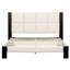  Structure de lit plateforme grand lit avec tête de lit à couture carrée, base de matelas rembourrée de style Mid-Century, beige-1698562635
