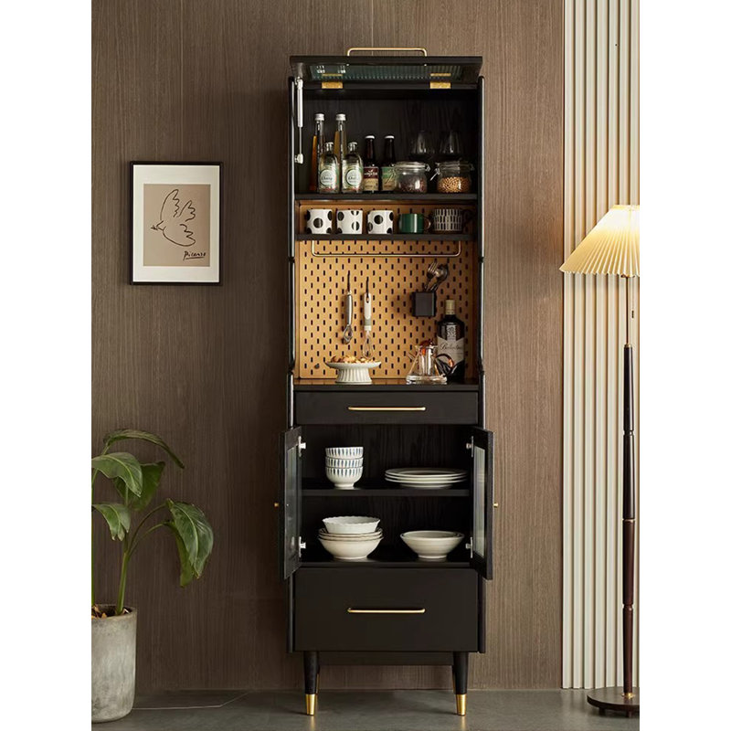 Garde-manger mince et haut en pin massif noir