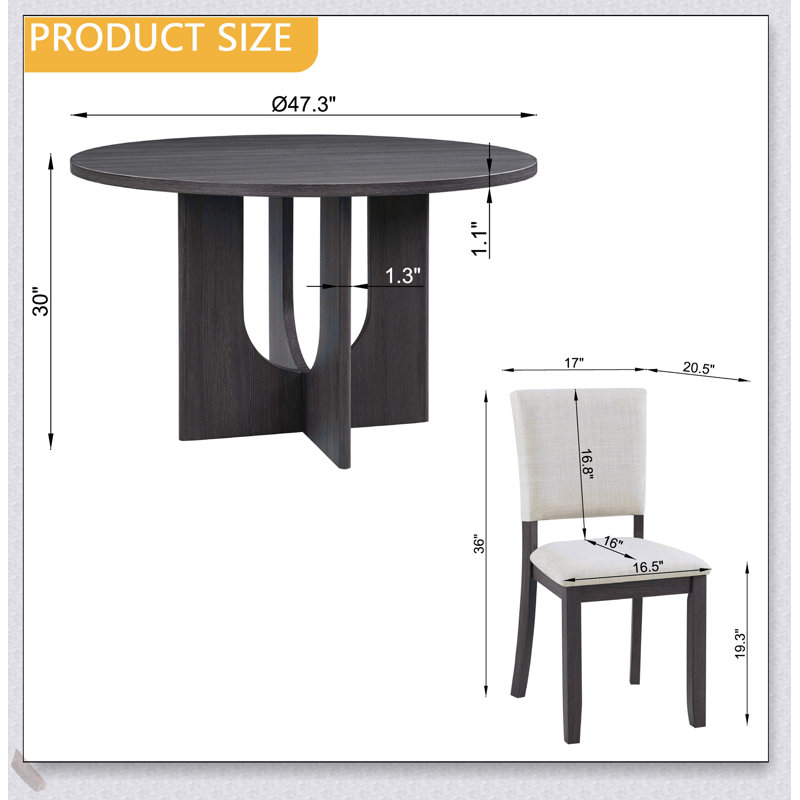 Ensemble de salle à manger moderne 5 pièces avec 4 chaises rembourrées, spacieux et élégant pour les réunions de famille et les repas de tous les jours