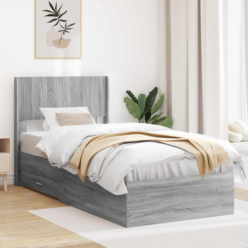 Bed Frame, 100 x 200 cm, Grey Sonoma