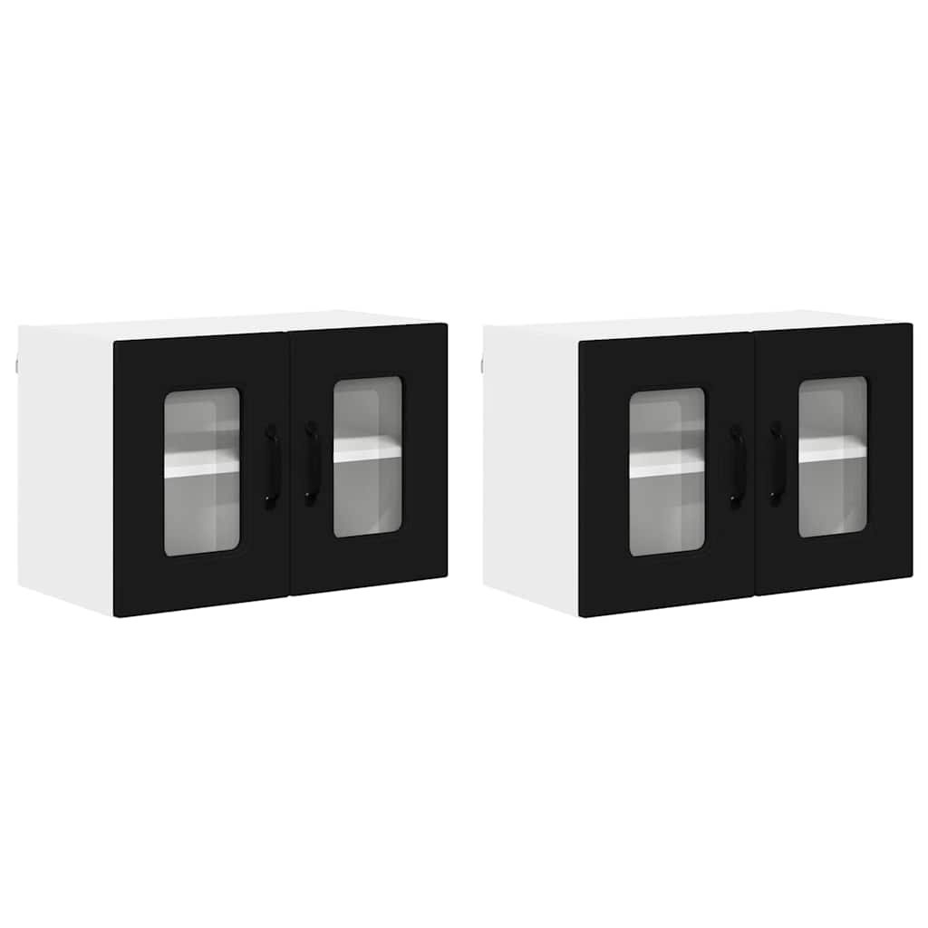 VIDAXL Kalmar 2 Door Black Wall Kitchen Cabinet Set - Image 2