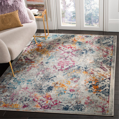 Christa Abstract Light Gray/Fuchsia Area Rug