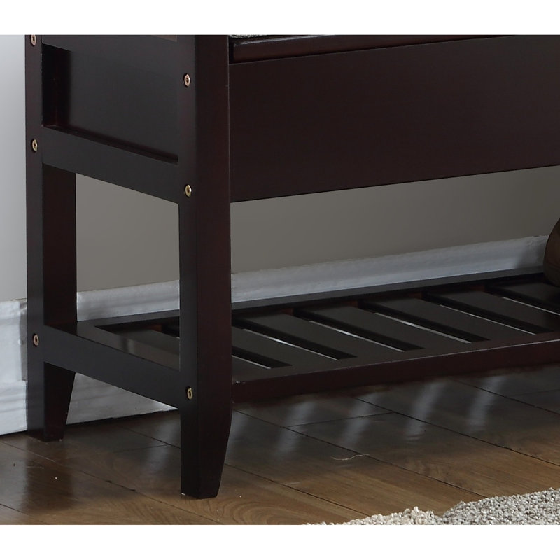 Beige Upholstered Shoe Stand With Storage Cushioned Bench Compartment