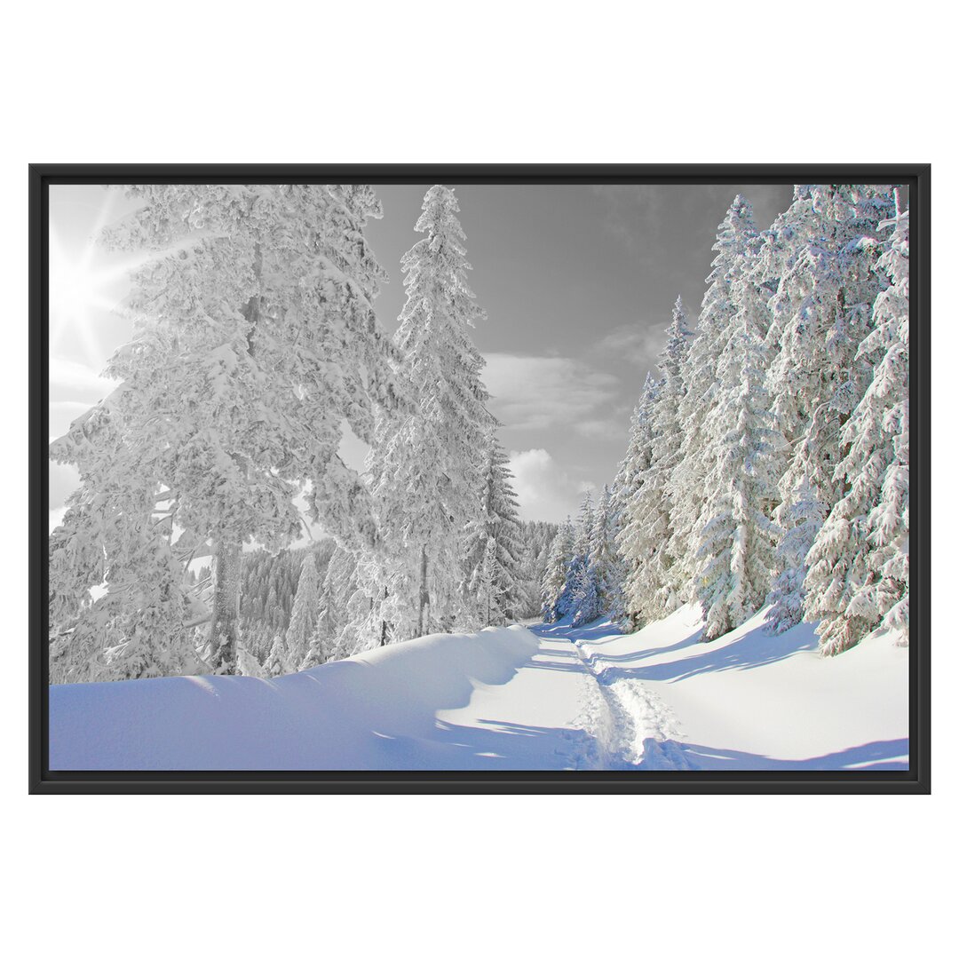 Gerahmtes Wandbild Winterlandschaft mit Bäumen