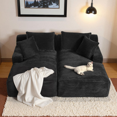 78.7"Oversized Chaise Double Lounge Chair Indoor Loveseat Sleeper Reading Upholstered Sofa Bed Corduroy Cloud Sofa Plush Chair Couch Bed for Living Ro by Mercer41