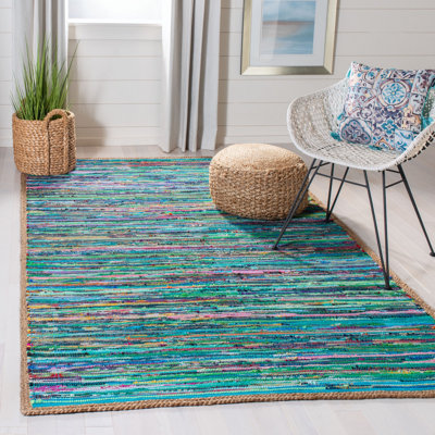 Tapis abstrait en coton et jute tissés à la main Naveen