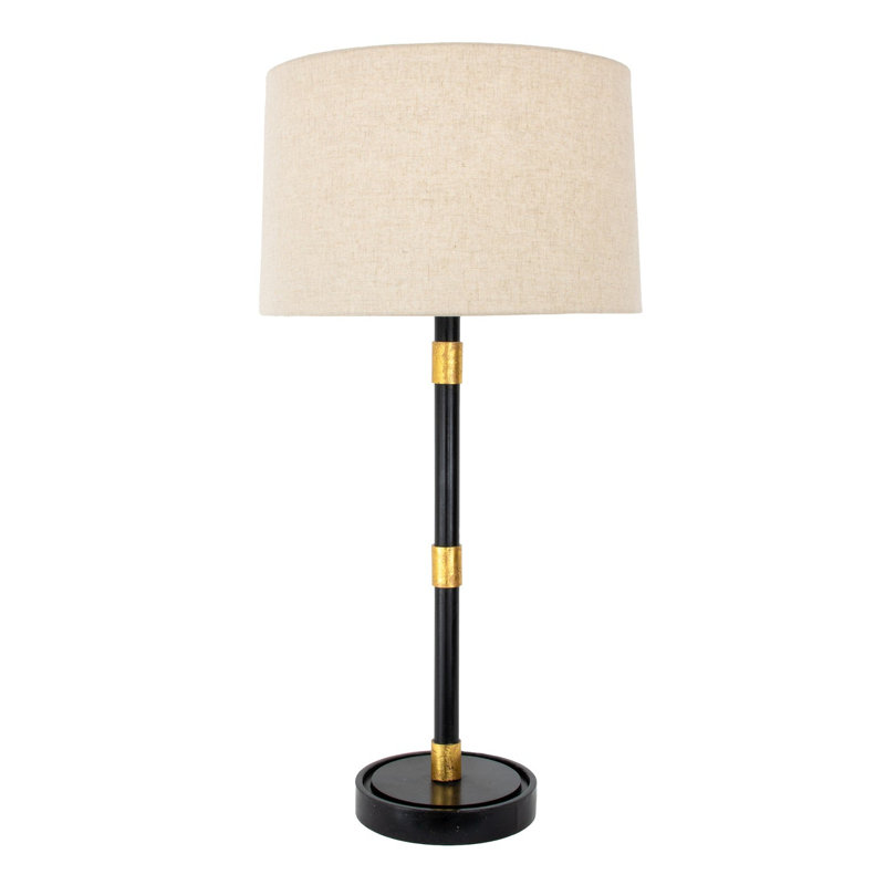 Ivian Table Lamp, Black/Gold Leaf