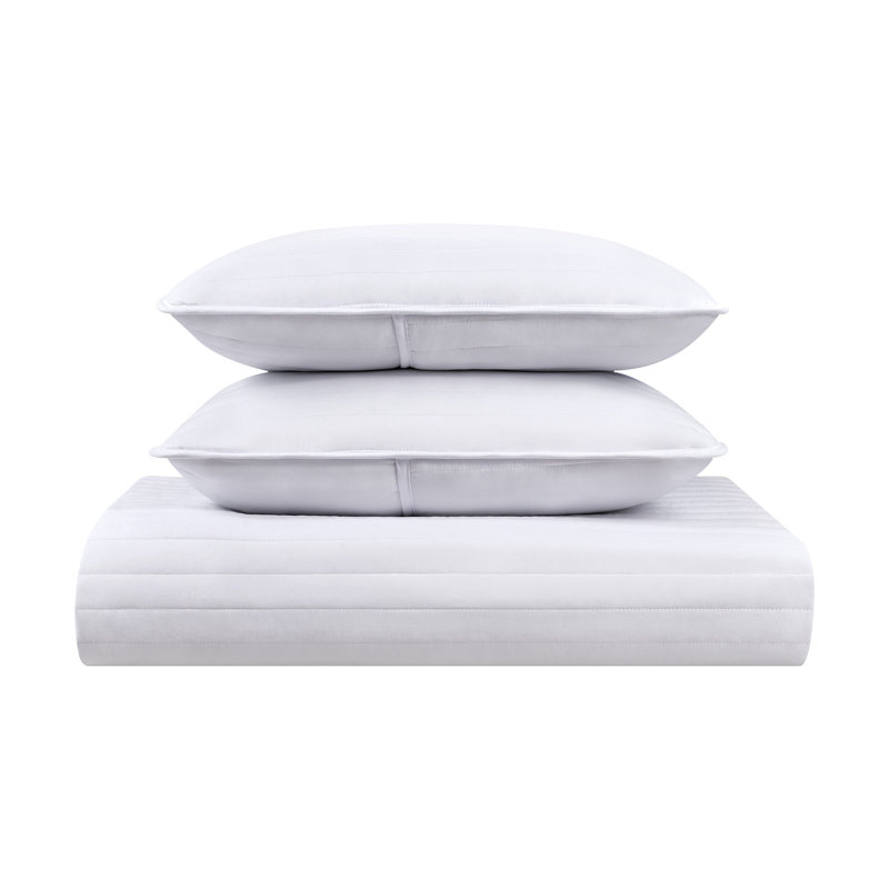 Host & Home Soft Brushed Lightweight Microfiber Quilt Set, White, King Quilt + 2 Shams