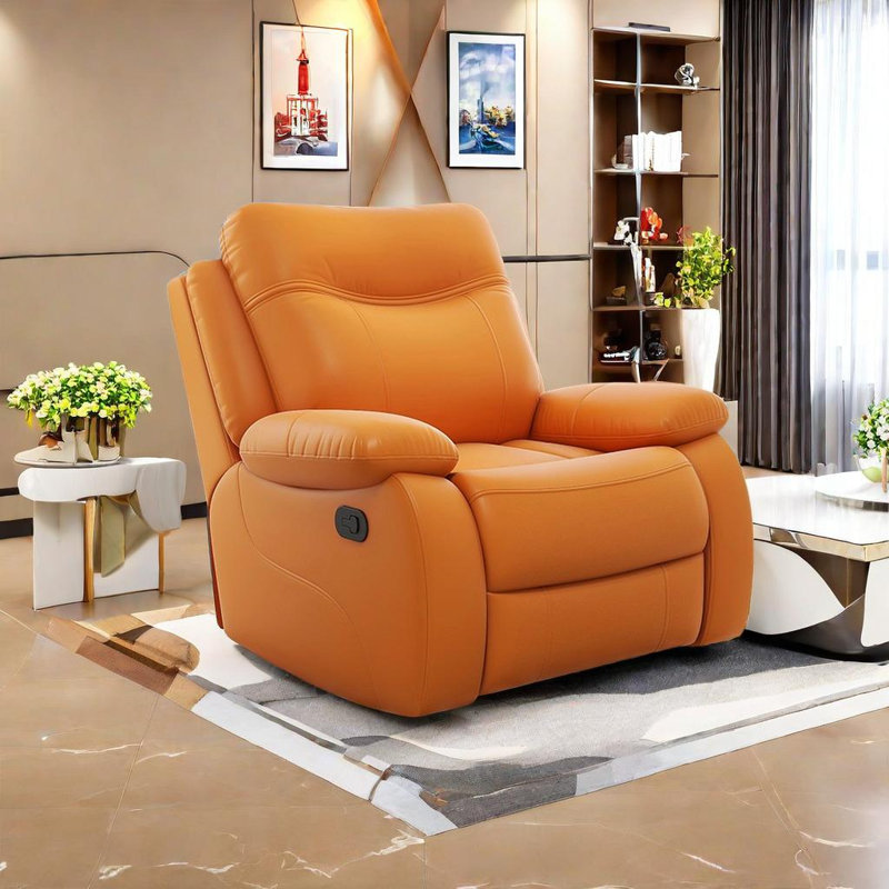 Fauteuil inclinable pivotant en similicuir Sunvir, Orange