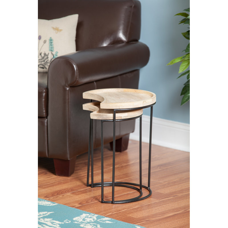 Solid Wood Top End Table Set