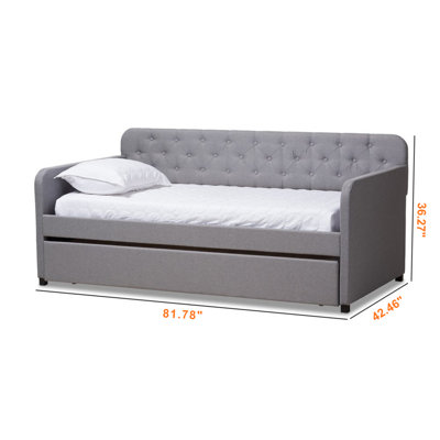 Moonstone Modern Fabric Button-tufted Sofa Daybed in Gray, 36.27'' H X 81.78'' W X 42.46'' L