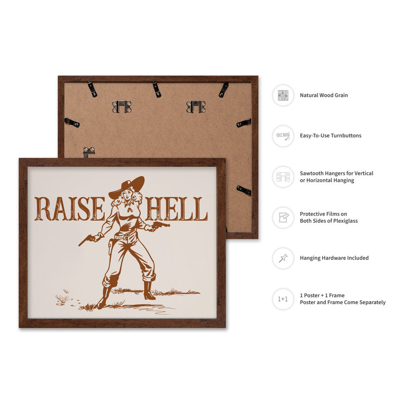 Brown Raise Hell, Affiche, H 24 po x l 32 po, Encadrement brun