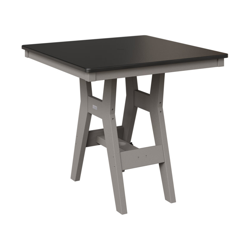 Table de bar carrée 33 po Berlin Gardens Harbor, Gris clair, Noir martelé, H 38,87 po x l 33 po x P 33 po
