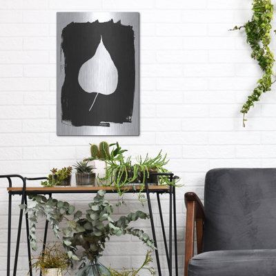 Luxe Metal Art 'Nature By The Lake Leaves 3 Black' by Piper Rhue Metal Wall Art