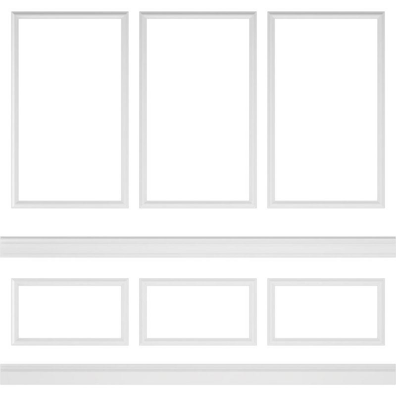 Adjustable White Polyurethane Ashford Square Panel Wainscot Kit