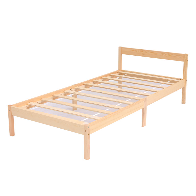 Izeal Solid Wood Bed, Natural, Single (3')