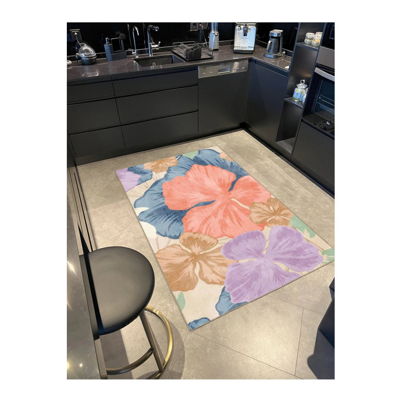 Tapis tissé multicolore à grandes feuilles, Rectangle 2 pi 4 po x 4 pi