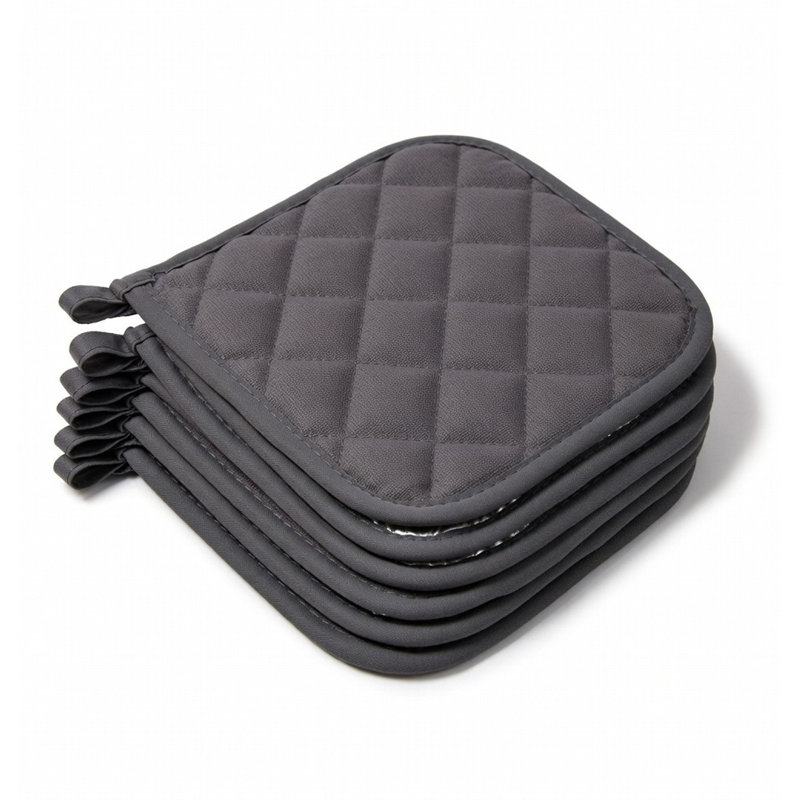 Porte-casseroles en coton 8 po x 8 po avec doublure Silverstone résistante à la chaleur, Gris