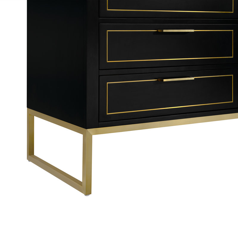 Ensemble de meuble-lavabo double 60 po Markham, Nuit noire, Laiton satiné, Quartz Calacatta universel