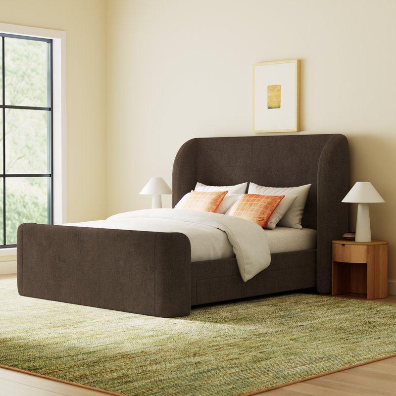 Novi Lizzie Upholstered Storage Bed, Queen, Dark Brown