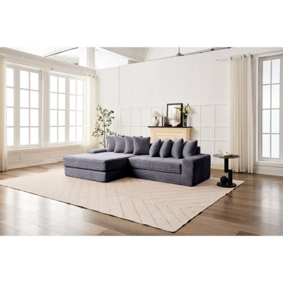 Convertible Floor Bed, 3 - In 1 Foldable Mattress Cloud Couch, Ultra Soft Corduroy, Space Saving, No Assembly, High Density Foam, Grey For Relaxing Spaces Versatile Corduroy Compressed Sleeper,