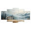 «Blue Green Misty Dawn Farmhouse», ensemble d'art mural sur toile