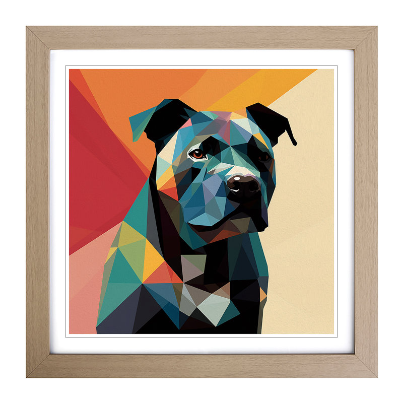 Staffordshire Bull Terrier Suprematism No.5 - Framed Print, Oak