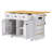 53inch White Large Kitchen Island with 2 Bar Stools, Power Outlet & Storage - Rolling Cart with Drop Leaf, 5 Side Racks & 3 Drawers (3 Packages)-1483531486