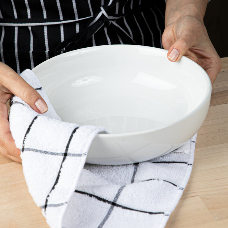 Cook's Linen 100% Cotton 12x12 Dishcloth (Pack of 12), Black