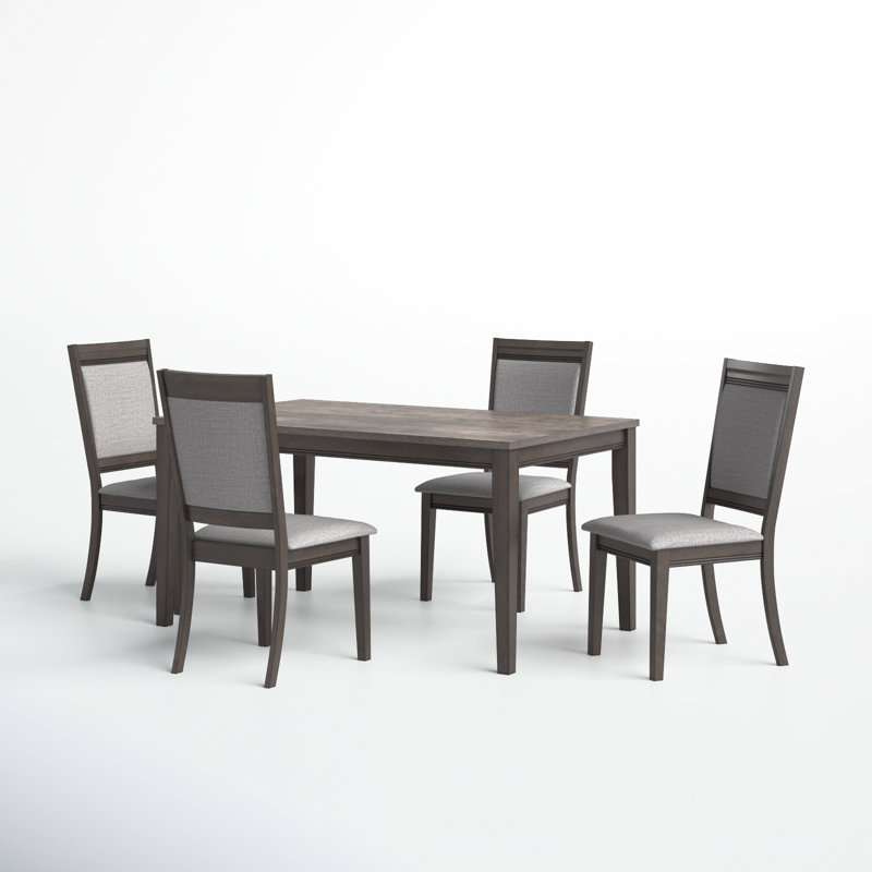 Ensemble de table de salle à manger rectangulaire 4 personnes Kenya avec chaises rembourrées