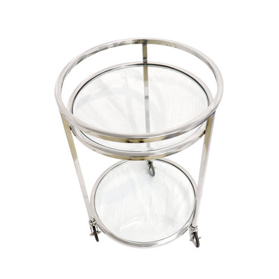 Chariot-bar en acier inoxydable et verre Blake