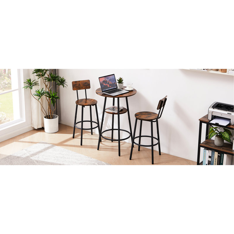 Mobilier de bar rustique brun - matériaux de qualité, repose-pieds stables, conception de table ergonomique de 23,14 po, coussins confortables et réglables