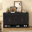 Buffet avec 3 tiroirs et 4 portes, buffet de rangement avec tablette réglable et compartiments de rangement ouverts-1566769416