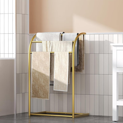 Porte-serviettes autoportant, porte-couvertures à 4 niveaux pour salle de bain, présentoir à serviettes et support de séchage, range-serviettes moderne