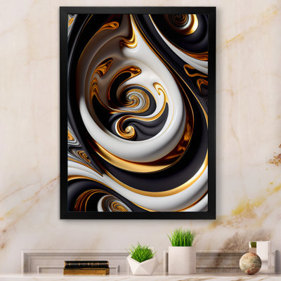 Or et noir vitrail spirale IV - reproduction sur toile