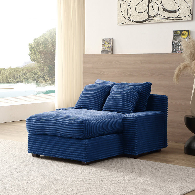 Lit de jour rembourré en tissu Rushabh, Bleu