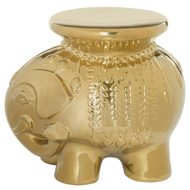 Boston Ceramic Accent Stool, Gold