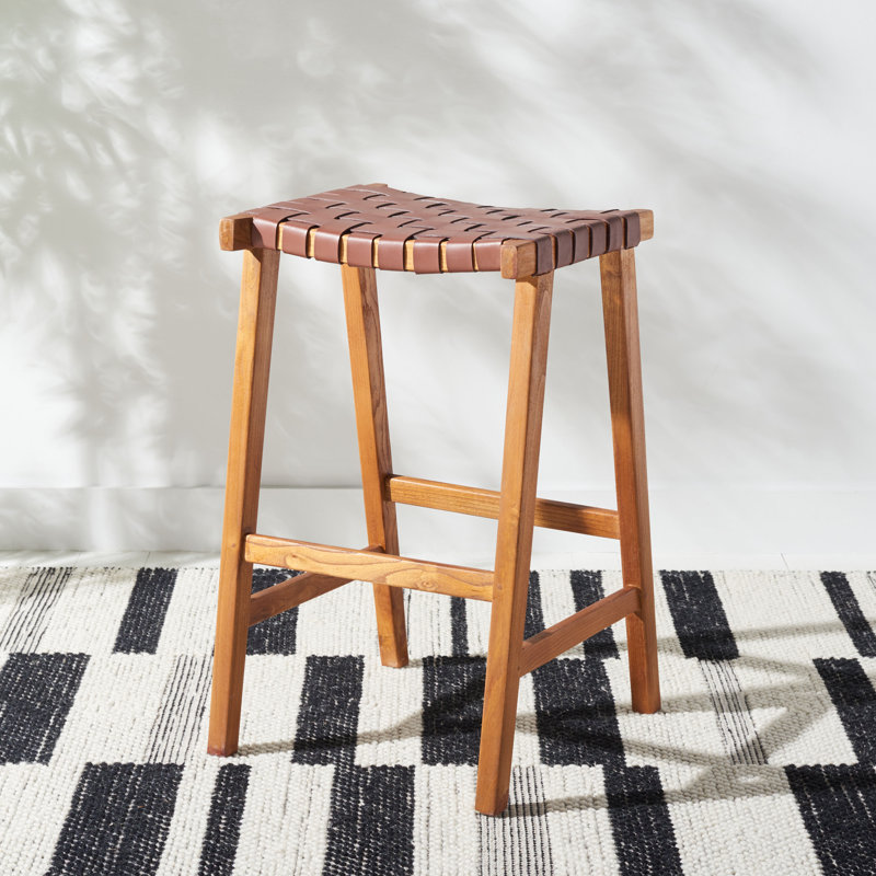 Alston Backless Leather Bar & Counter Stool, Natural, Cognac, Counter Stool (26.8” Seat Height)